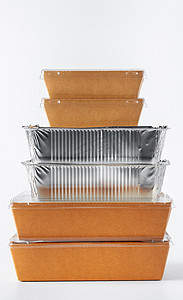 茶叶包装包装盒摄影照片_白色背景下的一套可回收食品包装