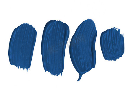 白色背景上孤立的经典蓝色画笔描边