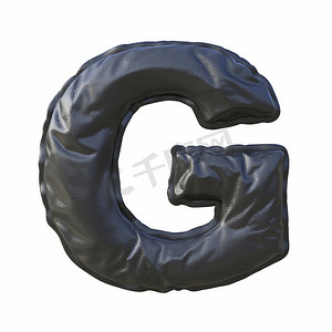 黑色皮革字体字母 G 3D
