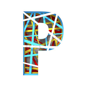 五颜六色的剪纸字体 Letter P 3D