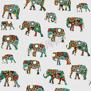 抽象彩色图案与大象