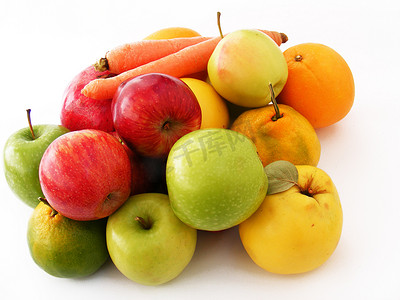 最新最美的冬季水果，苹果，榅桲，橙子，胡萝卜，石榴，图片