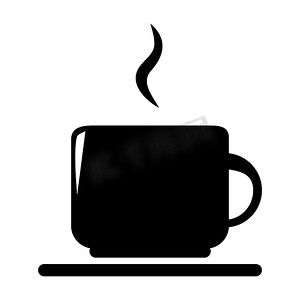 咖啡和茶杯的剪影隔离在白色。