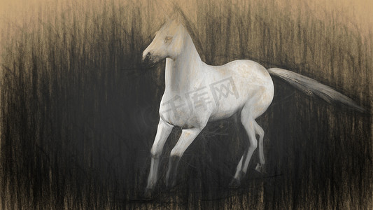 马的数字 3d 插图
