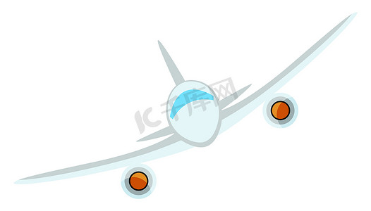 白色飞行的飞机，插图，白色背景上的矢量