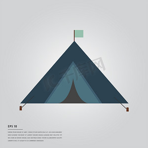 帐篷和 lorem ipsum 文本的矢量图像