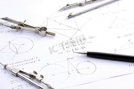 写作业简笔画摄影照片_数学