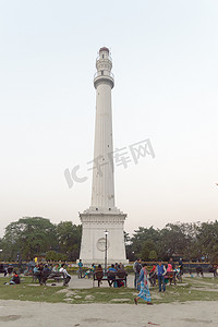 Shaheed Minar Martyrs Ochterlony 纪念碑，代表记忆英国东印度公司战胜尼泊尔战争的著名柱式尖塔建筑柱灯塔，加尔各答西孟加拉邦 2019 年 5 月。