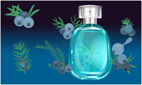 抽象背景下蓝莓香水的模拟插图