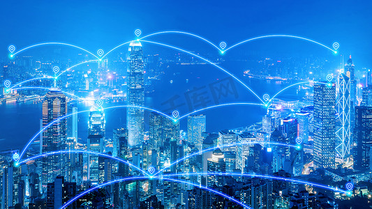 智慧城市通信网络和物联网，用于智慧城市和大数据概念。