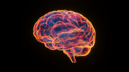 深色背景 3d 渲染上的大脑全息图可视化
