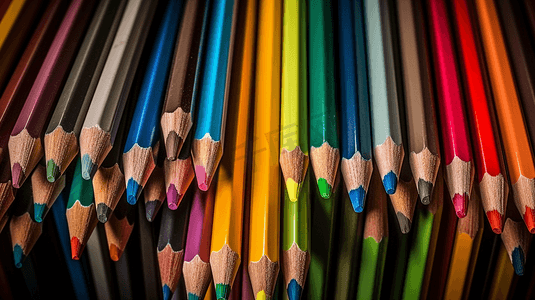 孤立在白色背景上的彩色铅笔关闭用于绘画的彩色虹铅笔为上学做准备的概念以及学年