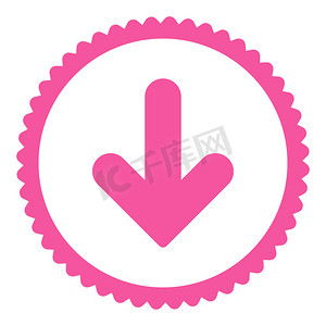 向下gif摄影照片_向下箭头平粉色圆形邮票图标