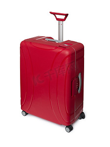 红色公文包摄影照片_孤立在白色背景上的红色手提箱
