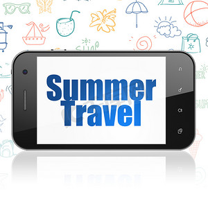 假期概念：展示夏季旅行的智能手机