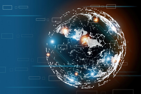 数字世界的概念和通过互联网的数据传输、数据分析、元宇宙、大数据、商业全球互联网、全球网络和数据交换。