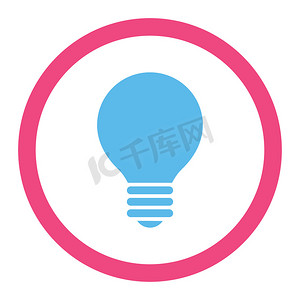 电灯泡平面粉色和蓝色圆形光栅图标