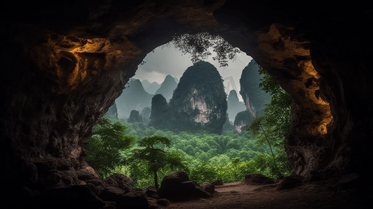 阳朔月亮山的风景