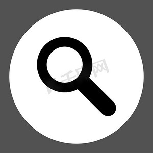 搜索工具摄影照片_搜索平面黑白颜色圆形按钮