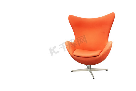 曲线设计的橙色布艺沙发扶手椅