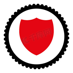 保护扁平摄影照片_盾牌扁平密集红色和黑色圆形邮票图标