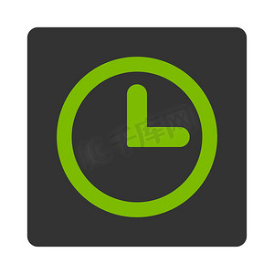 时钟平生态绿色和灰色颜色圆形按钮