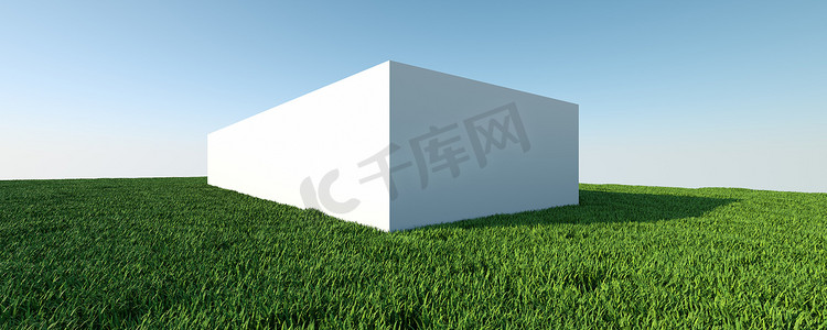 具有条件体系结构的草坪广告的 3D 背景抽象。