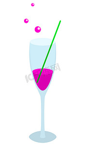 紫色酒杯摄影照片_玻璃杯与淡紫色饮料