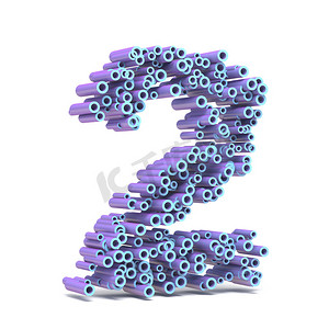 由管制成的紫蓝色字体 NUMBER TWO 2 3D
