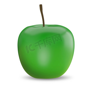 青苹果的 3D 插图