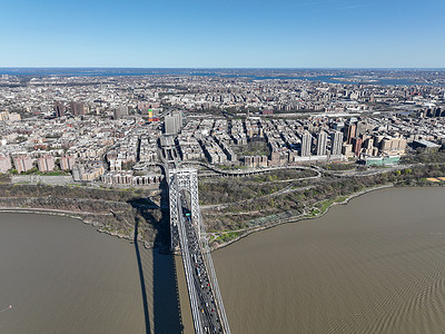 纽约州新泽西州李堡的乔治华盛顿大桥的鸟瞰图。