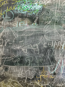 学校黑板上有孩子们的涂鸦
