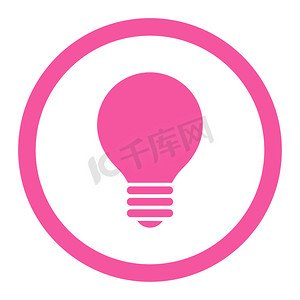 电灯泡扁粉红色圆形光栅图标