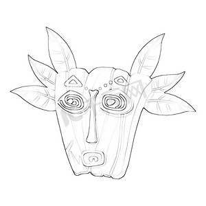 死神动漫摄影照片_插图：着色书系列：玛雅面具。