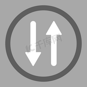 箭头交换垂直平面深灰色和白色圆形光栅图标