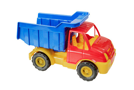 白色背景上的玩具卡车