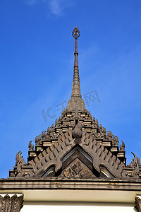 亚洲泰国在曼谷阳光明媚的寺庙天空和山口