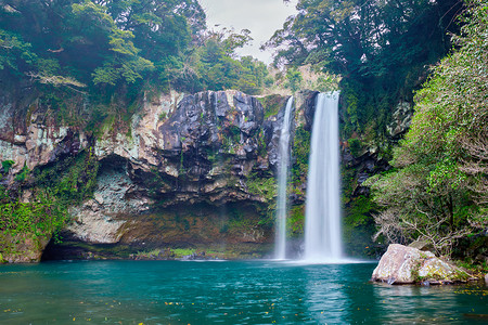 天地渊瀑布，济州岛，韩国