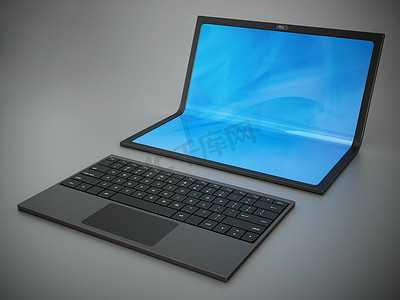 带可折叠屏幕的未来笔记本电脑。 