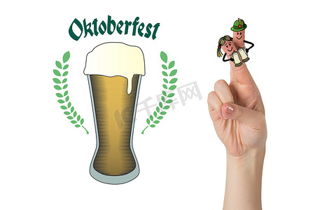 慕尼黑啤酒节人物手指的复合图像