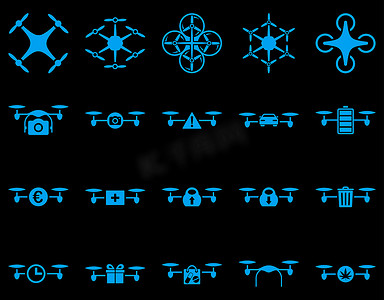 航空公司图标摄影照片_空中无人机和四轴飞行器工具图标