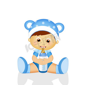 婴儿与婴儿奶瓶