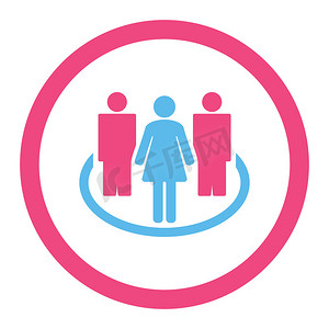 社会扁平粉色和蓝色圆形字形图标