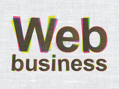 web开发摄影照片_Web 开发概念：织物纹理背景上的 Web 业务