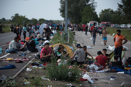 边境摄影照片_塞尔维亚 - 难民危机 - 匈牙利边境冲突