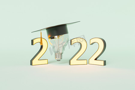 毕业设计展板设计摄影照片_2022 年大学毕业概念的 3D 插图