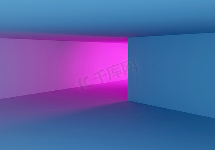 室内空间霓虹灯具有创意和简约风格。3D 渲染
