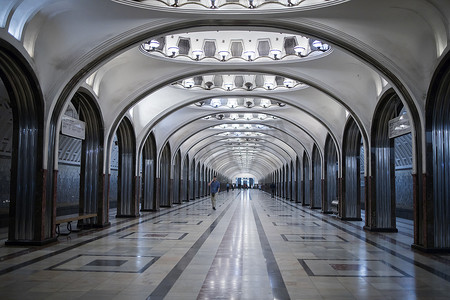 俄罗斯莫斯科马雅可夫斯卡亚地铁站。