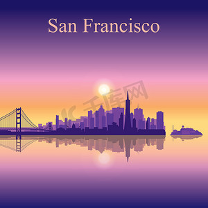 旧金山城市天际线轮廓背景