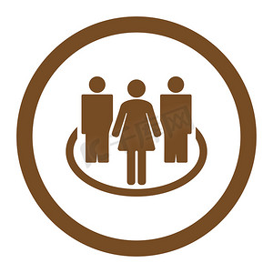 社会扁平棕色圆形字形图标
